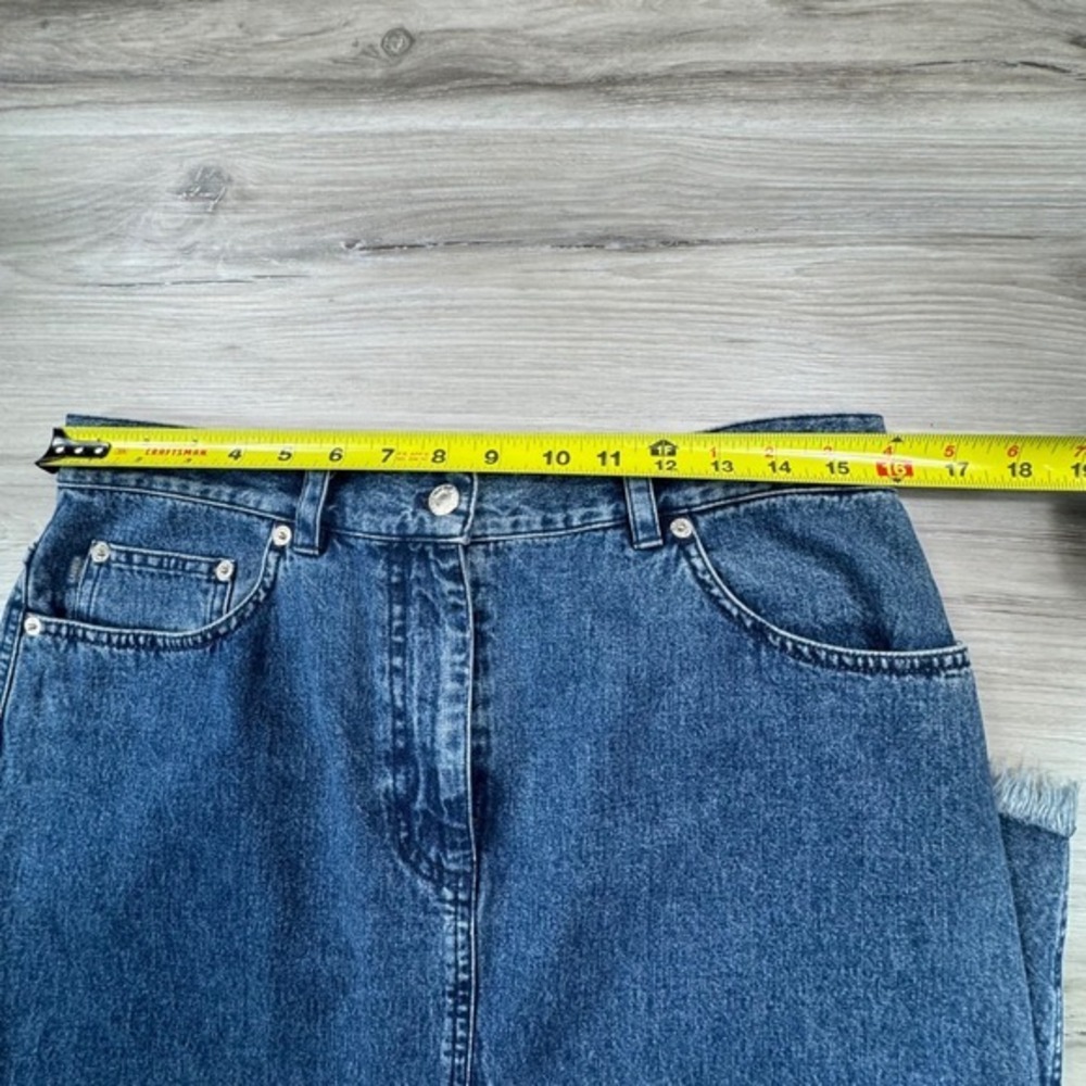 Denim Midi Pencil Skirt - Dark Blue - Picture 5 of 10